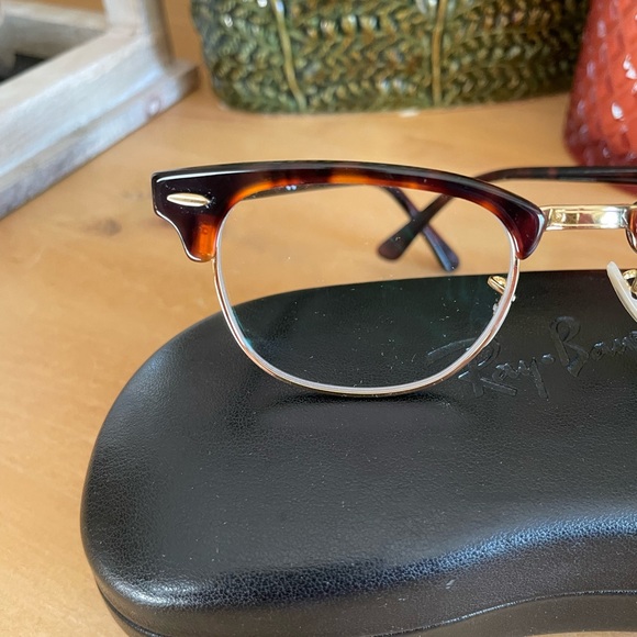 Ray-Ban Clubmaster Unisex Tortoise & Gold Eyeglass Frames - Picture 4 of 10